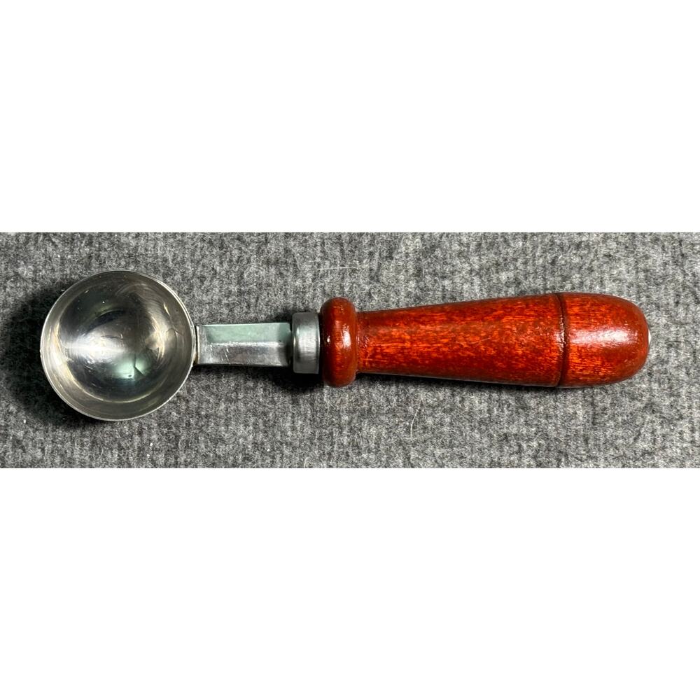 Vintage Metal Scoop with Wood Handle Stainless Steel